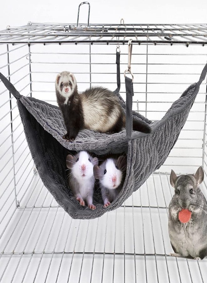 WOLEDOE Large Ferret Hammock, Hanging Tunnel Bed for Cage Fit Rats Chinchilla - Grey - Image 1